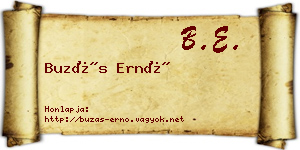 Buzás Ernő névjegykártya